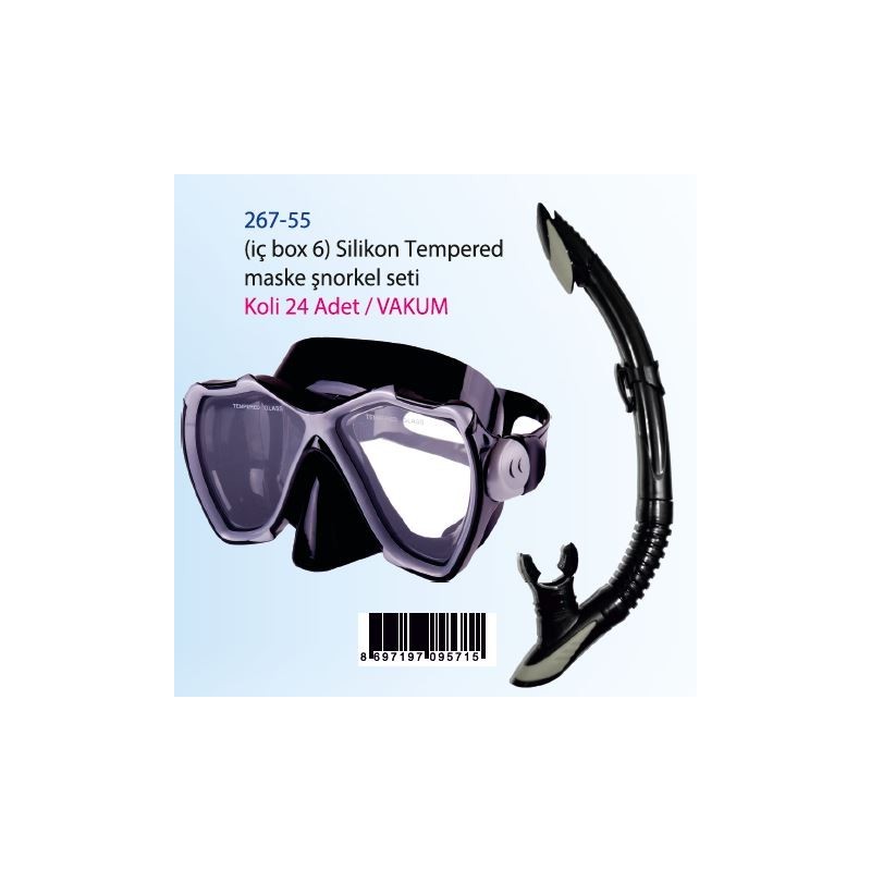 MASKE SNORKEL SIYAH SILIKON TEMPERED | Belinda Toys