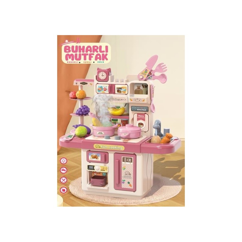 BUHARLI PİLLİ MUTFAK SET (PEMBE) | Belinda Toys