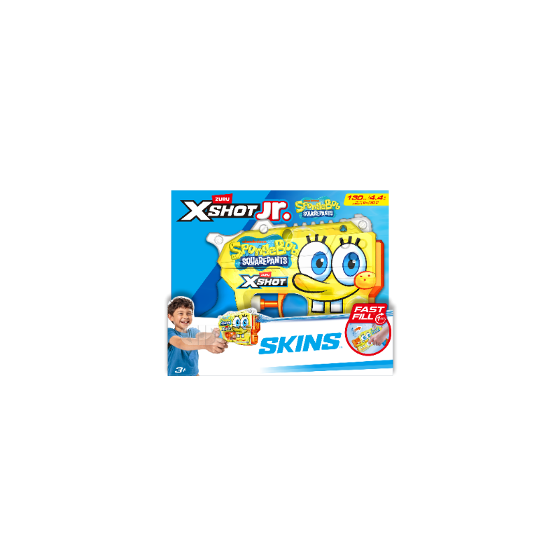 SUN-ZUR-X-SHOT SU TABANCASI FAST FILL SKINS JR.SPONGEBOB 130ML.(SBOB)